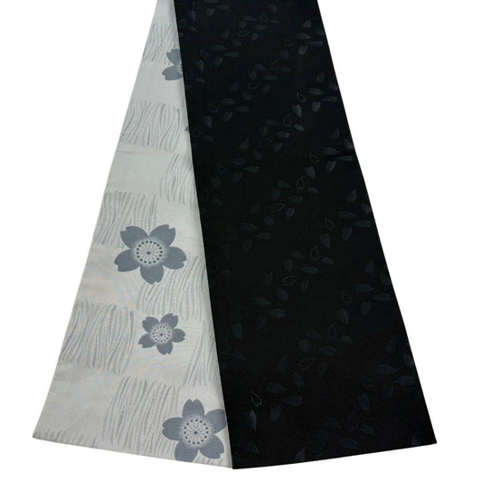 【美品】半幅帶 優品級 櫻花花瓣 黑 化纖