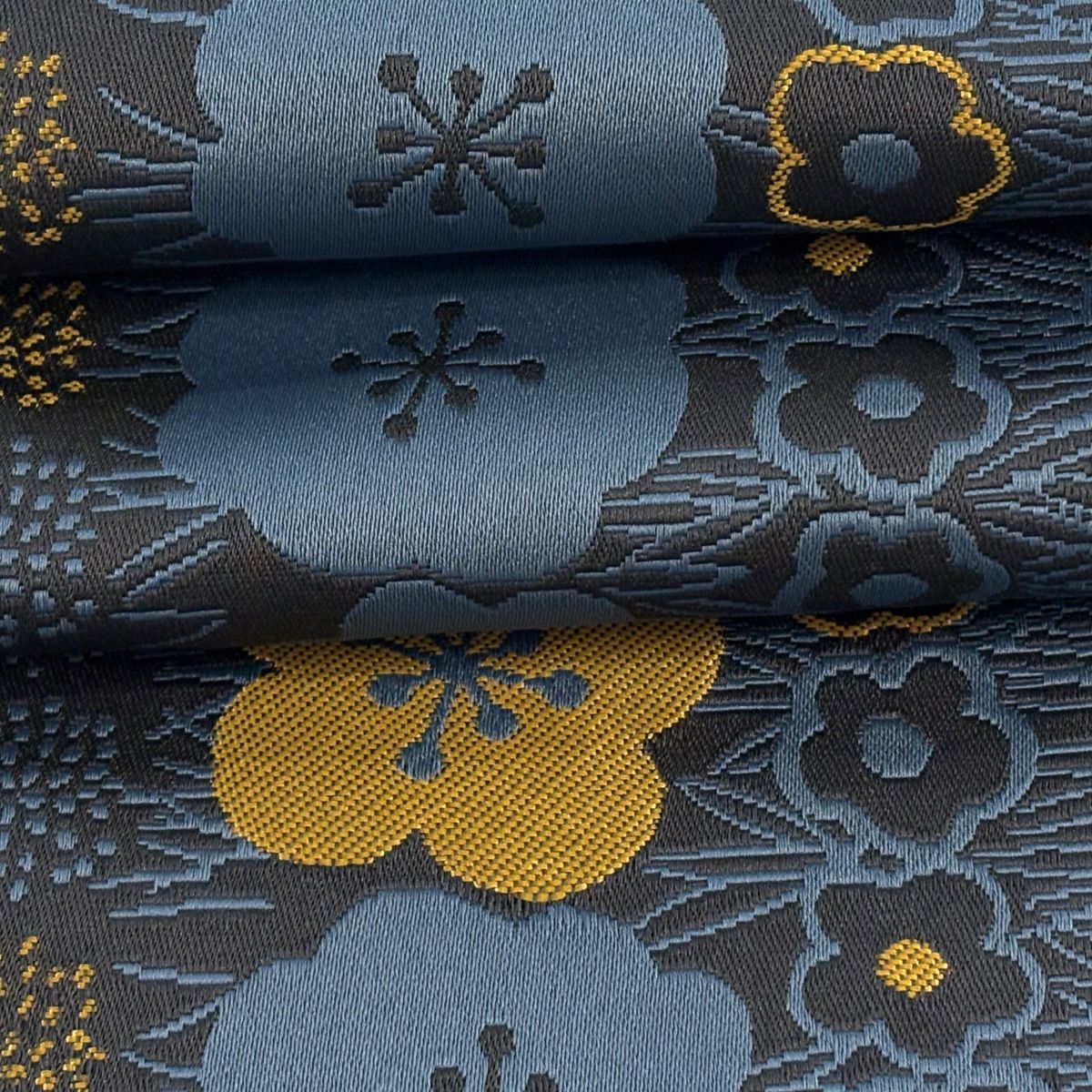 【美品】半幅帶 優品級 梅花 灰 化纖