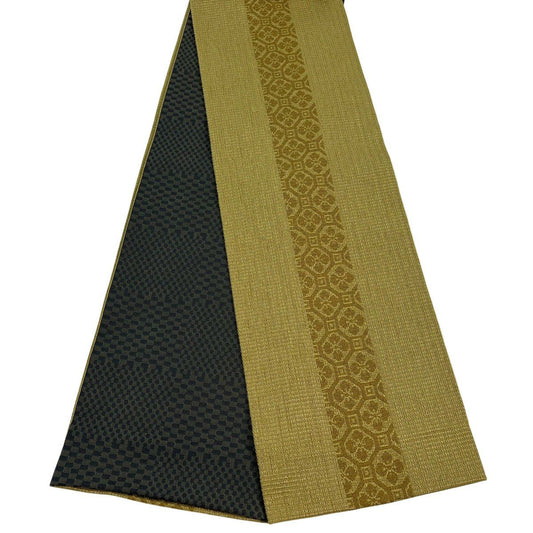 【美品】半幅帶 優品級 こむさでもーど 蜀江文 金絲 芥末色 化纖