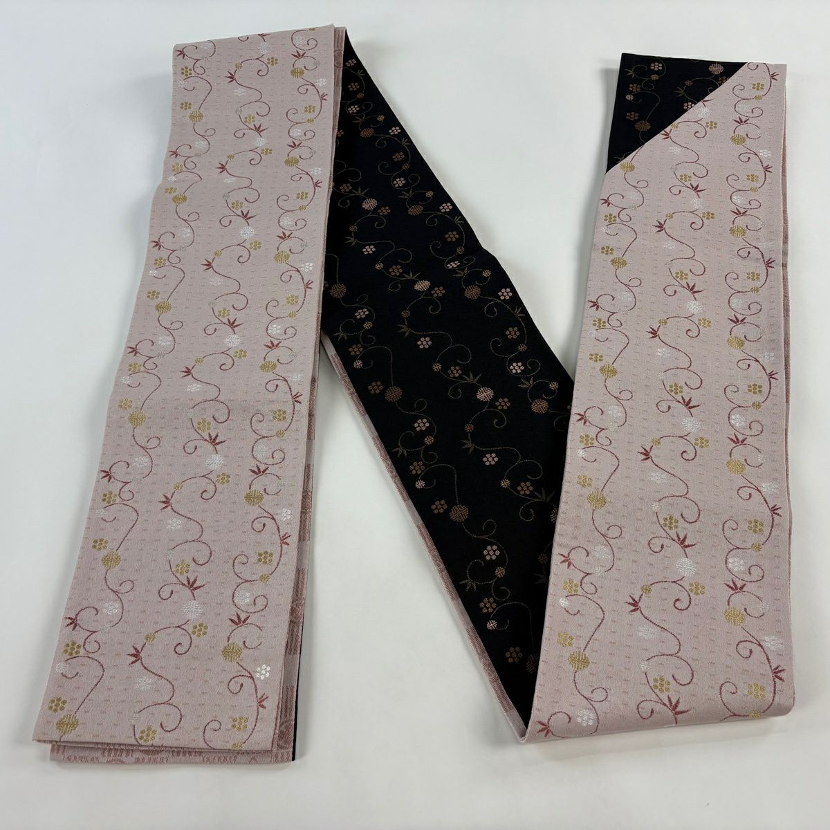 【美品】半幅帶 優品級 笹蔓 淺粉色 化纖