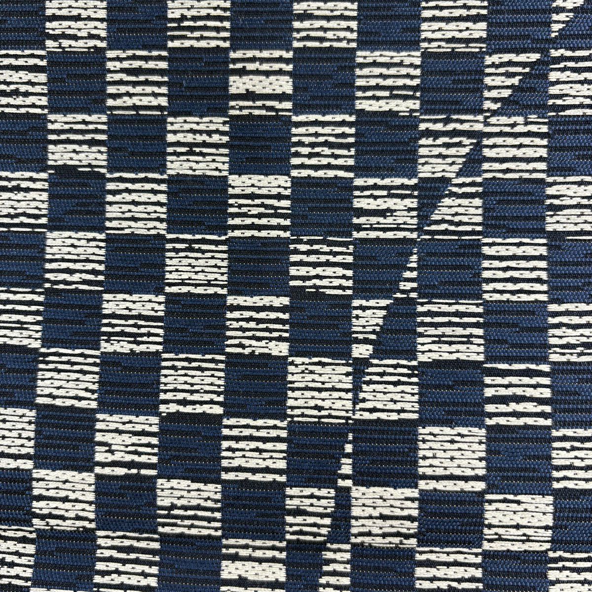 【美品】 袋帶 名品級 市松樹 深藍 全通 純蠶絲