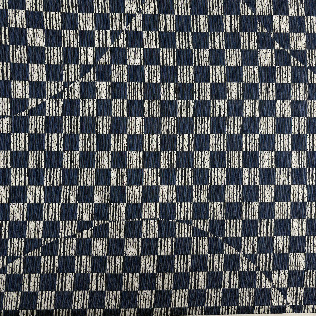 【美品】 袋帶 名品級 市松樹 深藍 全通 純蠶絲