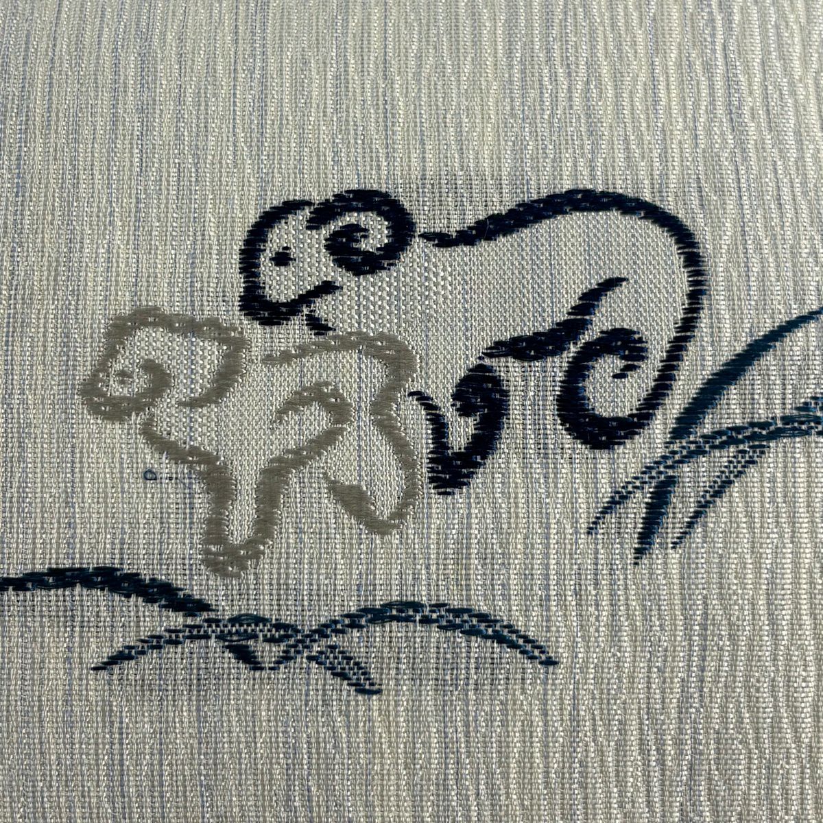 【美品】 袋帶 名品級 夏帶 羊 芝 水藍 六通 純蠶絲