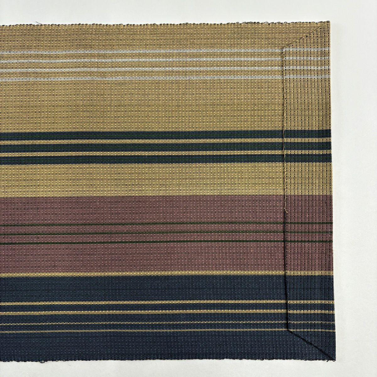 【美品】名古屋帶 名品級 八寸名古屋帶 條紋 薄茶 純蠶絲
