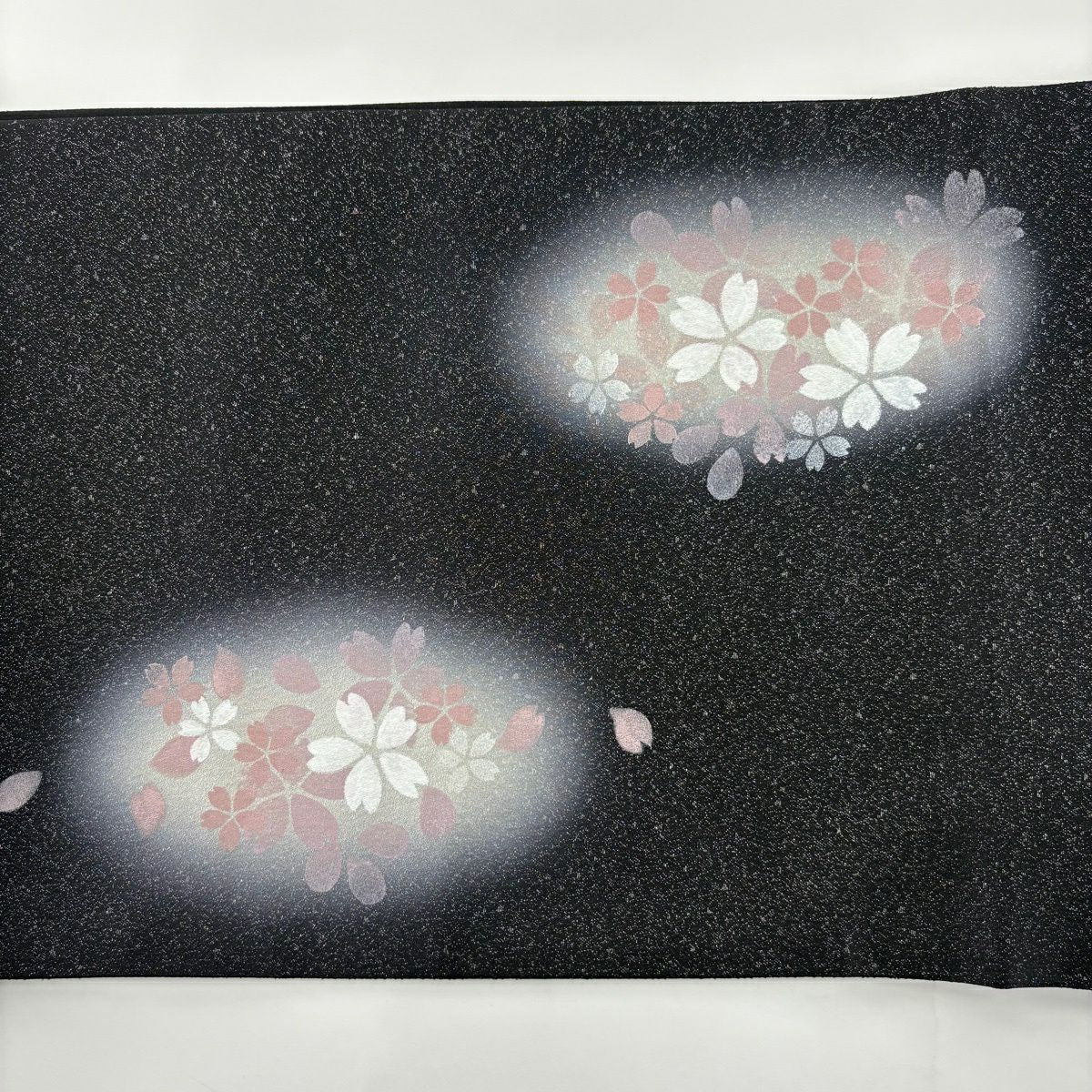 【美品】 袋帶 名品級 樱花 金銀彩 金金箔 黑色 大鼓圖案 純蠶絲