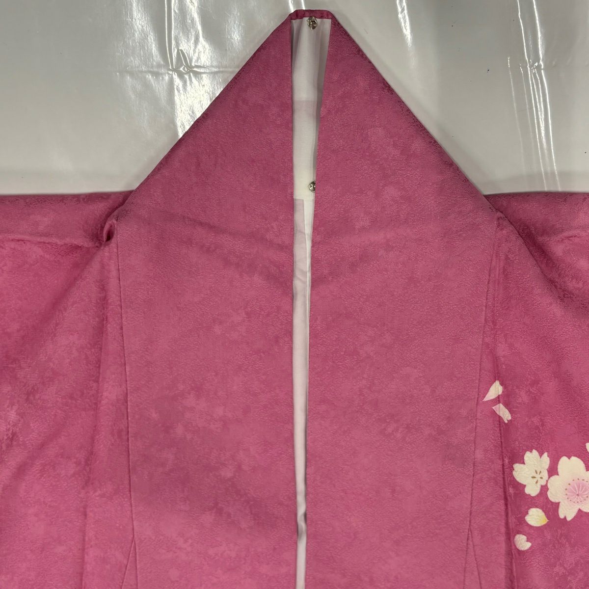 【美品】振袖禮服 身長170.5cm 袖長68.5cm L 雙層 櫻花 菊花花 金銀彩 漸層 粉紅 純蠶絲 名品級