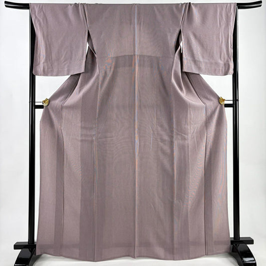 【美品】 江戶小紋 身長167cm 袖長67cm M 單層 萬筋 紫 純蠶絲 名品級
