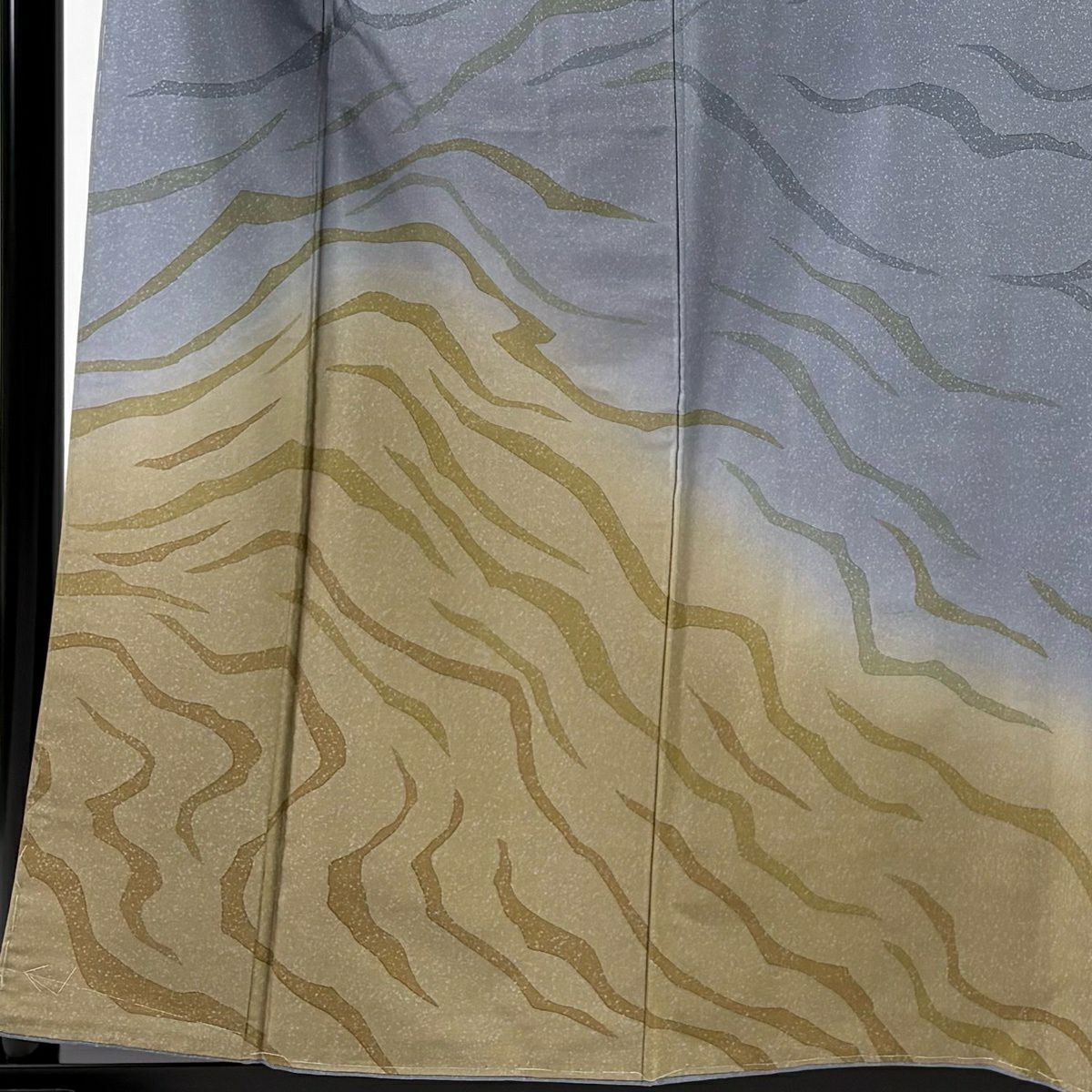 訪問服 身長160cm 袖長64.5cm M 雙層 古代白山紬織 幾何學 染分 漸層 青灰色 純蠶絲 名品級