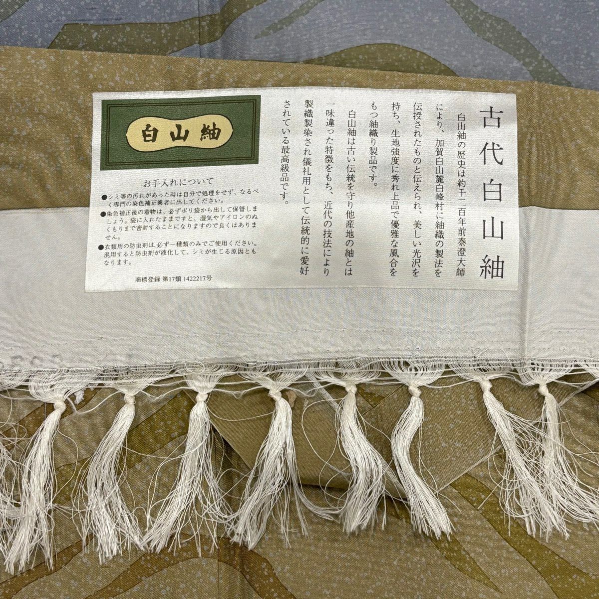 訪問服 身長160cm 袖長64.5cm M 雙層 古代白山紬織 幾何學 染分 漸層 青灰色 純蠶絲 名品級