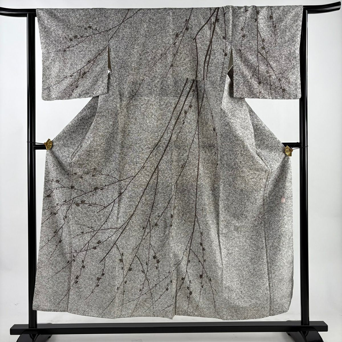 【美品】訪問服 身長153.5cm 袖長64cm M 雙層 牛首紬織織 落款あり 樱花 金銀彩 奶油色 純蠶絲 名品級