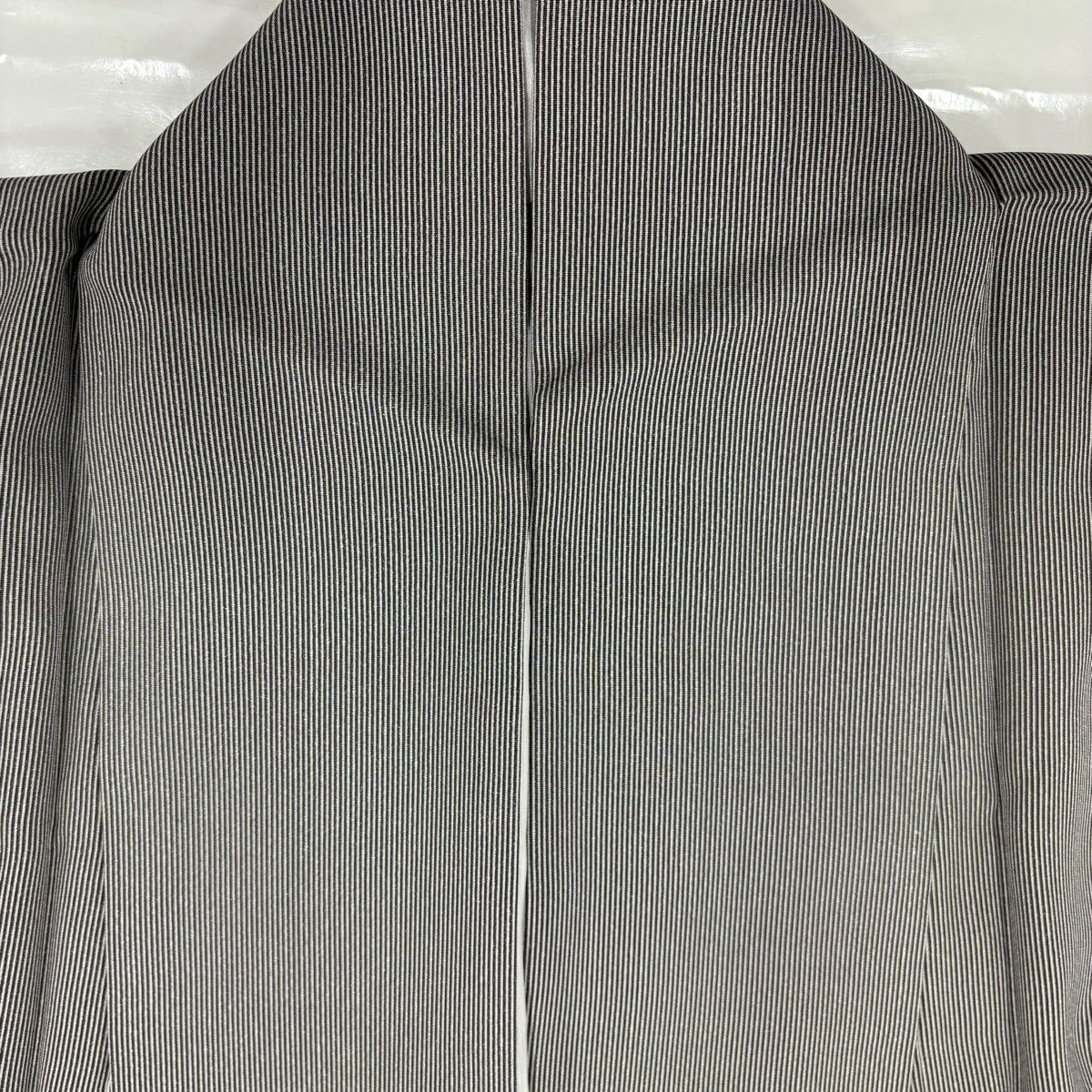 江戶小紋 身長156.5cm 袖長66.5cm M 雙層 萬筋 灰色 純蠶絲 名品級