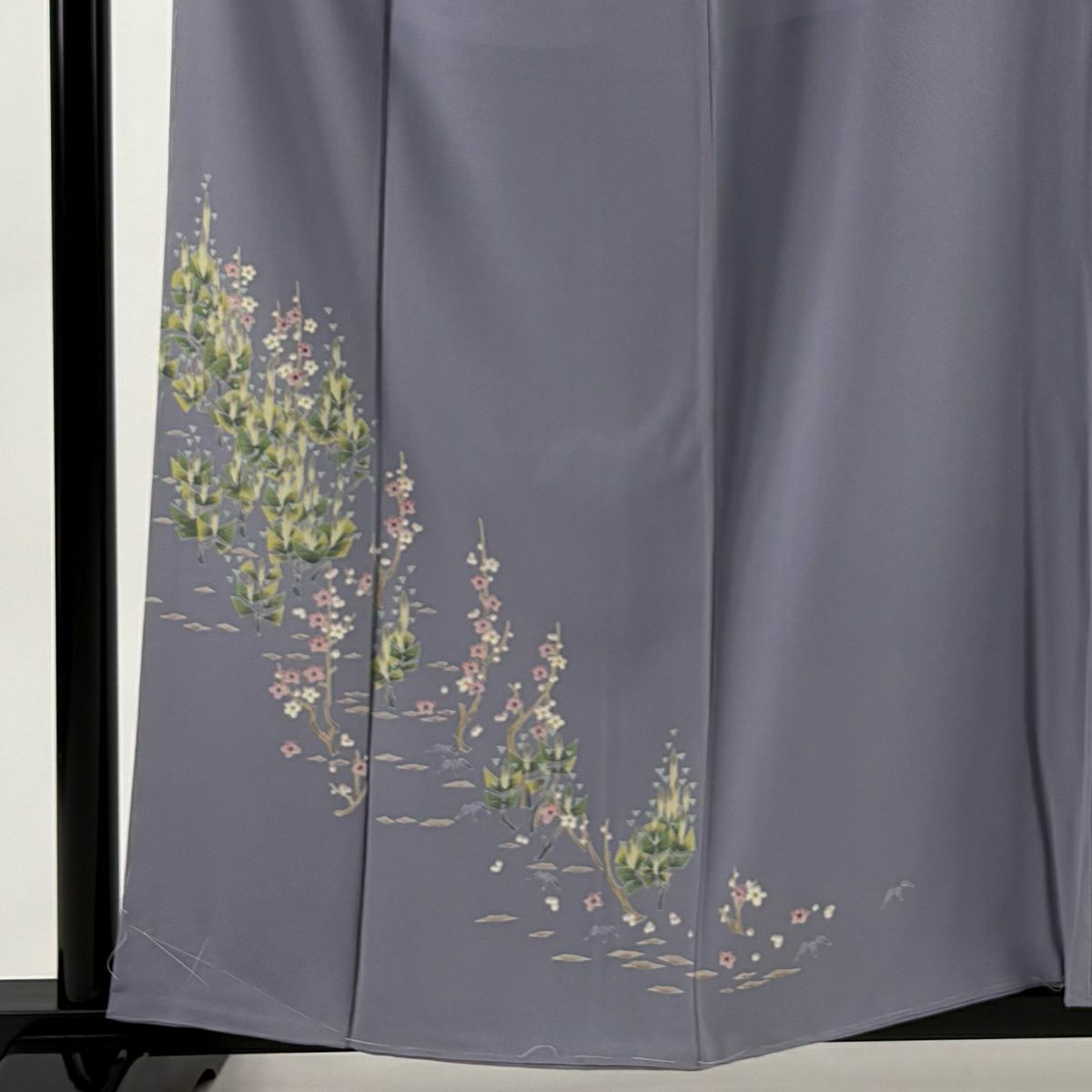 付下 身長158cm 袖長62cm S 雙層 杉浦伸 加賀友禪 有落款 有證書 松樹竹子梅花 淡紫 純蠶絲 名品級 一個紋