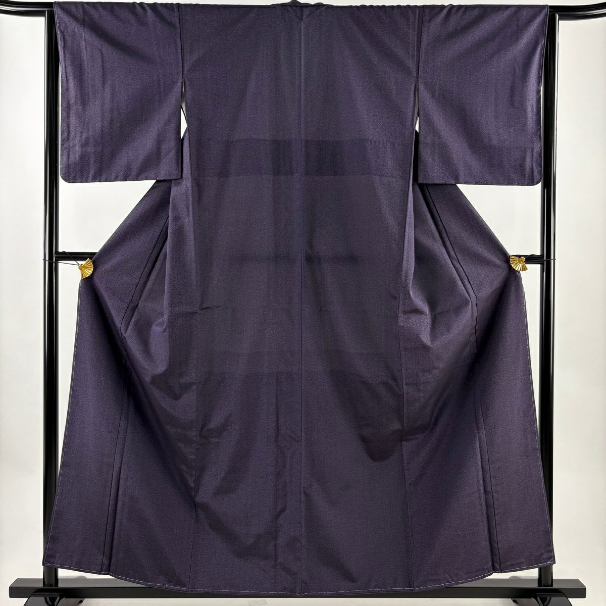 【美品】 小紋 身長157.5cm 袖長65cm M 雙層 大島紬織地 證書齊全 幾何學 泥染 濃紫 純蠶絲 名品級