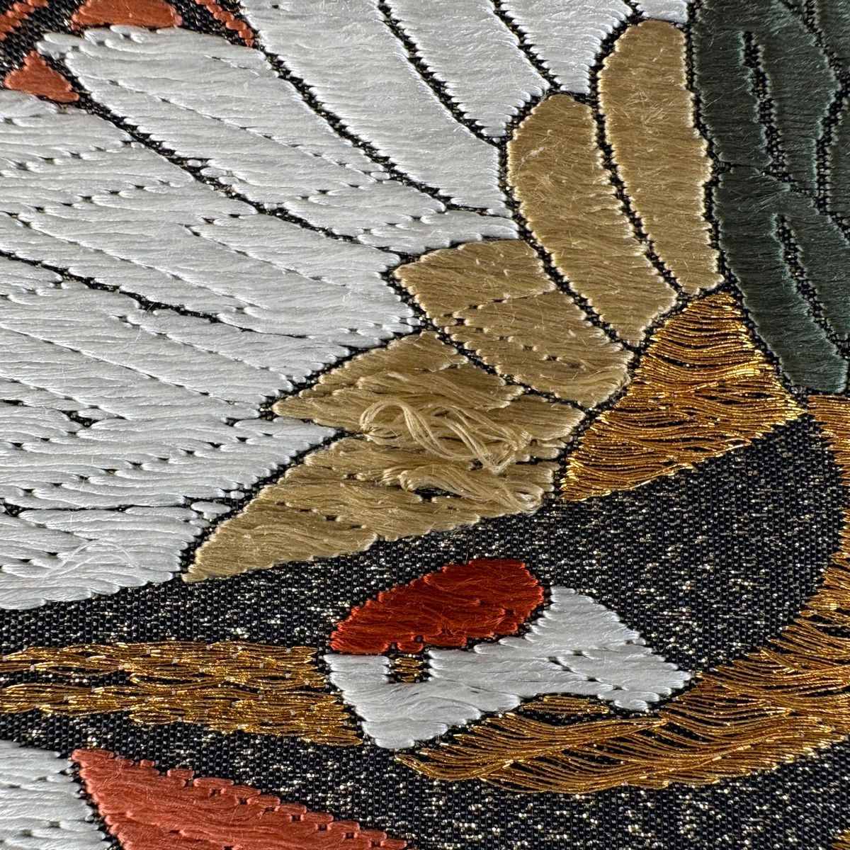 袋帶 秀品級 仙鶴 龜甲 金絲 金金箔 黑灰 六通 純蠶絲