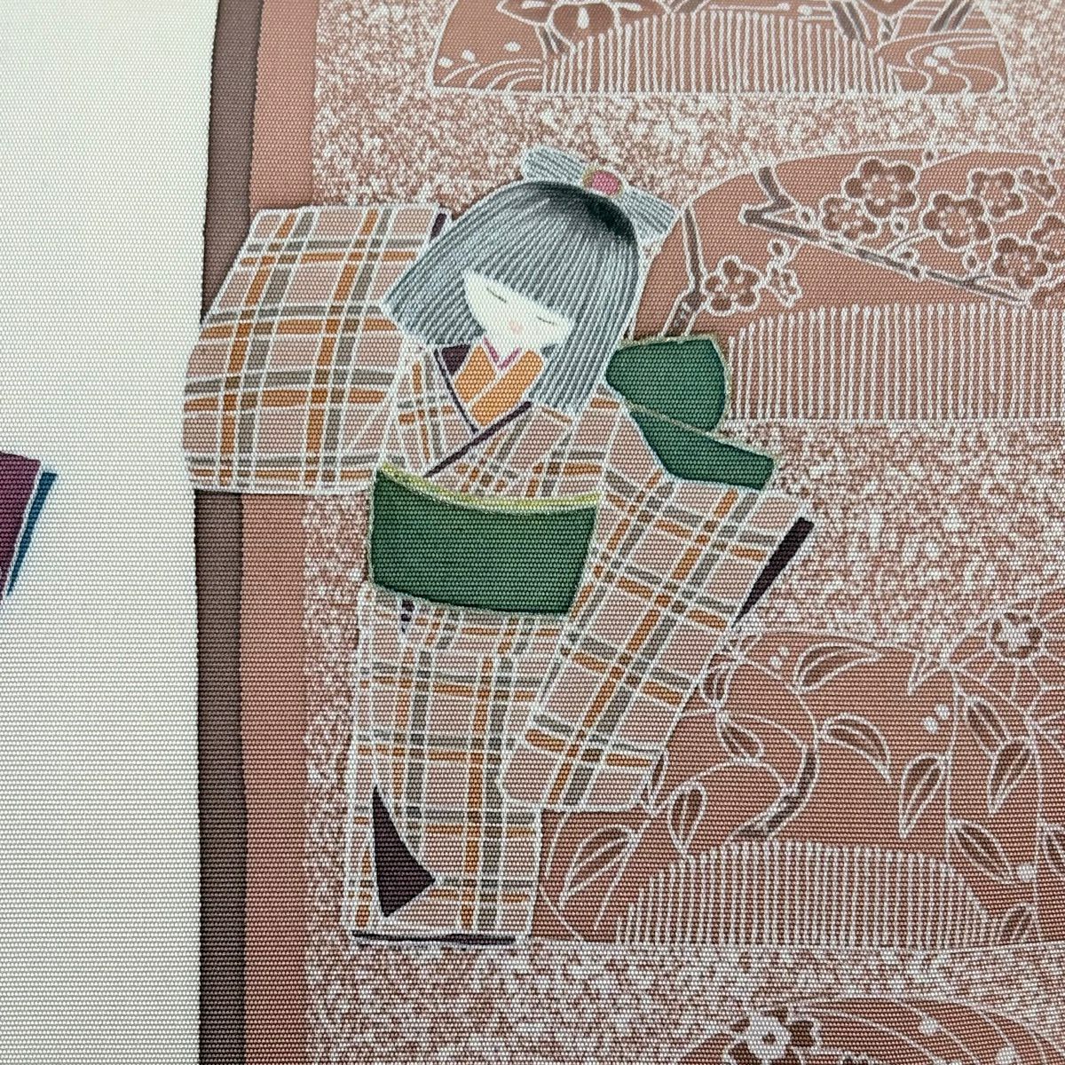 名古屋帶 秀品級 附落款 童 櫛 金銀彩 奶油色 純蠶絲