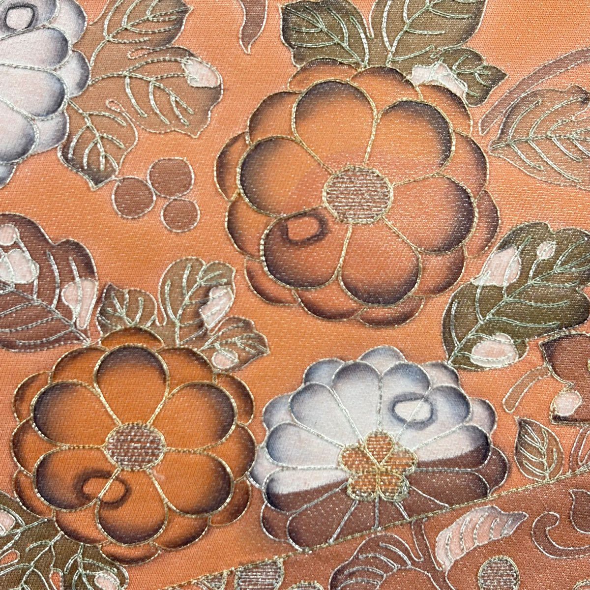 【美品】 袋帶 秀品級 關西仕立 花唐草紋 金銀彩 金金箔 鮭粉紅 お太鼓柄 純蠶絲
