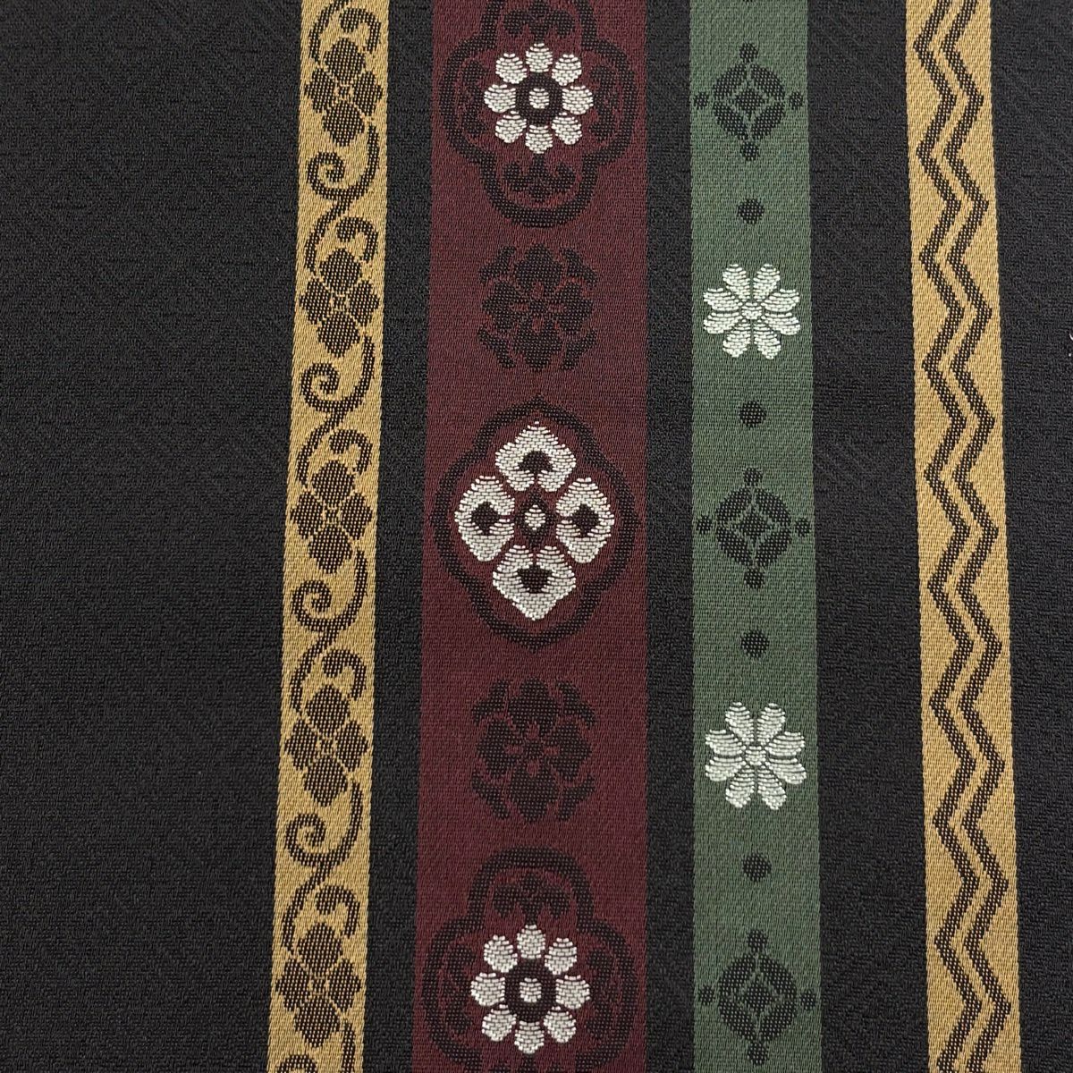 【美品】名古屋帶 秀品級 花 縞 灰紫 純蠶絲