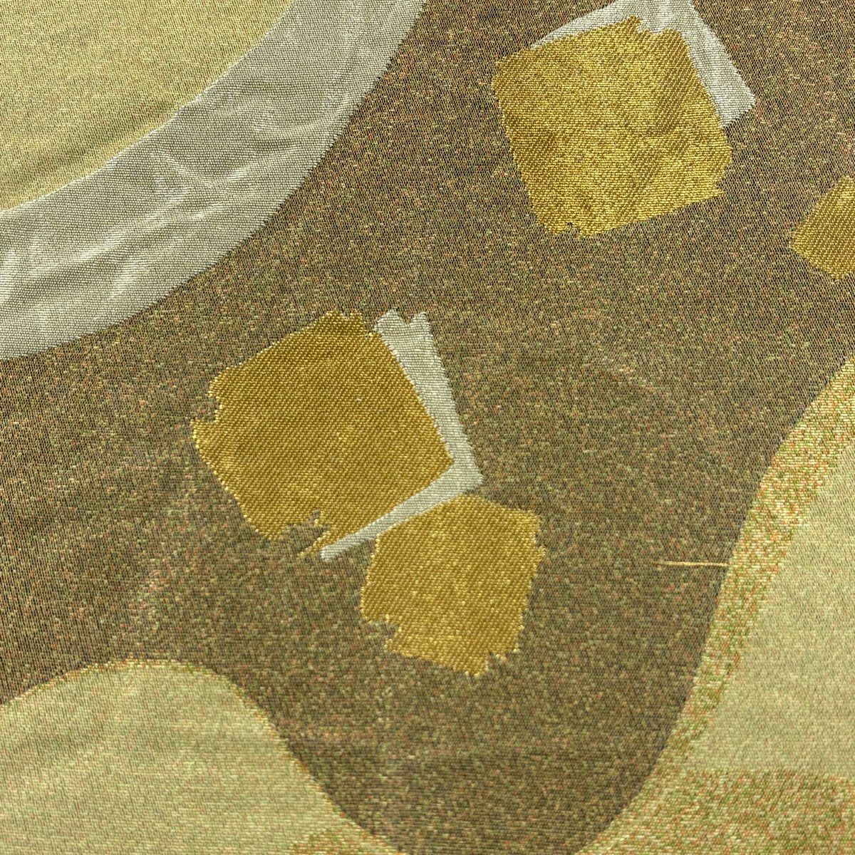袋帶 秀品級 關西仕立 雜色紙 霞 金銀絲 抹茶 深藍 六通 純蠶絲
