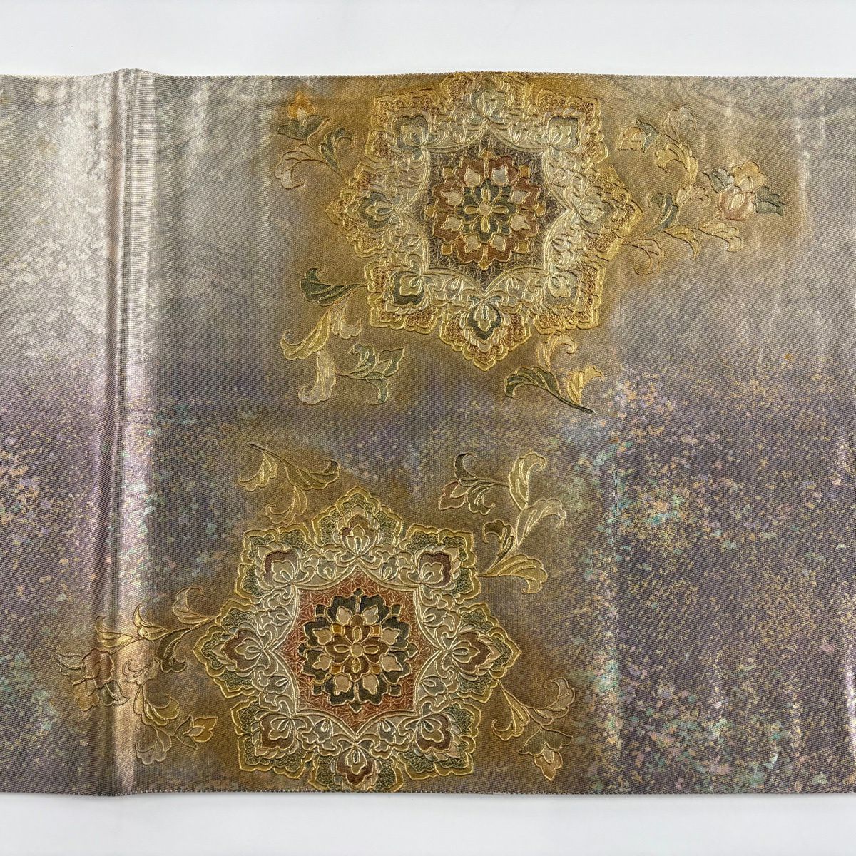 袋帶 秀品級 華紋 花喰鳥 螺鈿 金銀彩 金 純蠶絲