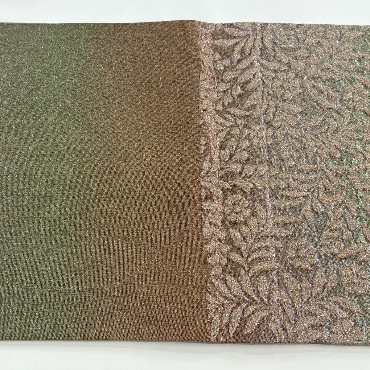 【美品】 袋帶 秀品級 菊花 花笠 金金箔 茶紫 大鼓圖案 純蠶絲