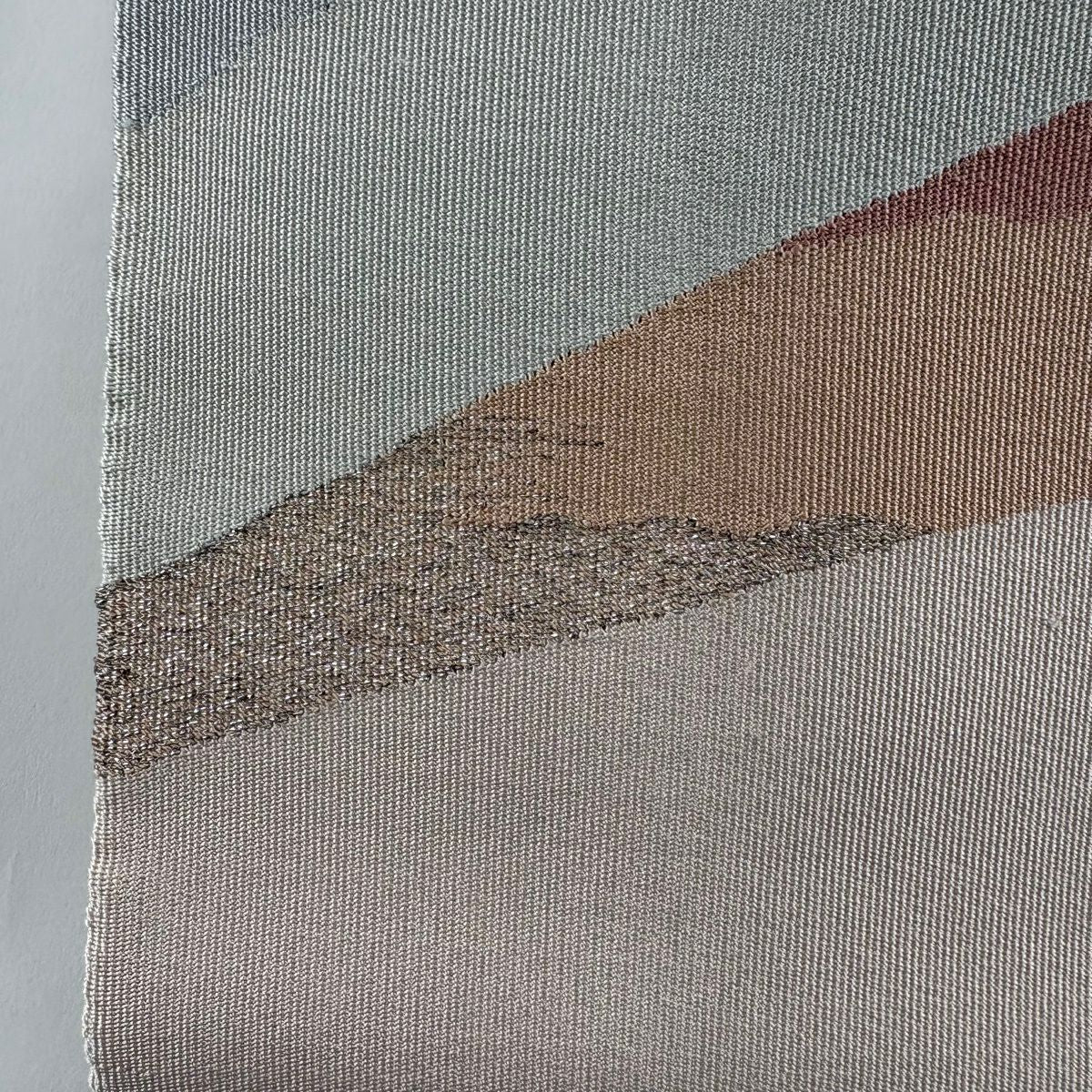 名古屋帶 優品級 附證書 八寸名古屋帶 松樹葉仕立 紅山 金銀絲 粉米色 純蠶絲