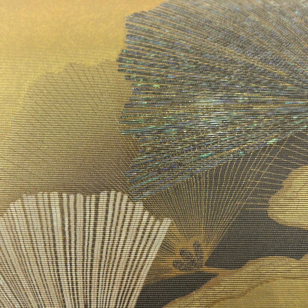 【美品】 袋帶 秀品級 松樹 金金箔 金色 大鼓圖案 純蠶絲