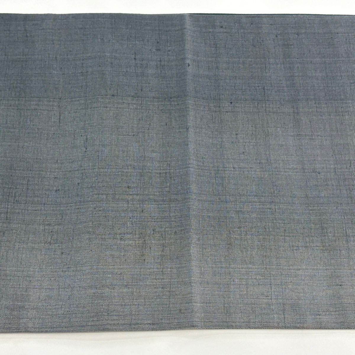 【美品】 袋帶 逸品級 紬織織 大和 菱形 幾何刺繡 刺子刺繡 灰綠 お太鼓圖案 純蠶絲