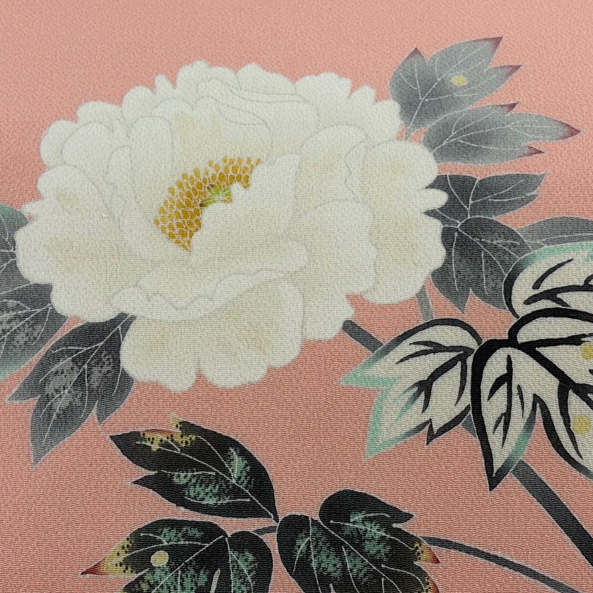 【美品】 名古屋帶 逸品級 人間國寶 羽田登喜男 落款あり 牡丹 絞織 粉紅 純蠶絲