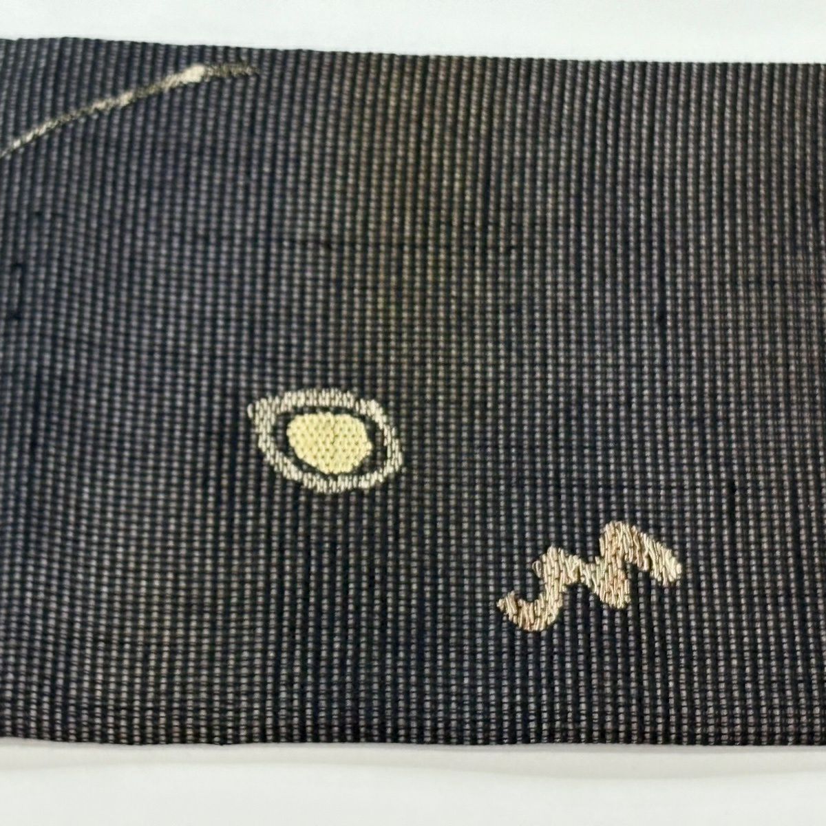 【美品】名古屋帶 逸品級 貓頭鷹 流星 金絲 黑灰 純蠶絲