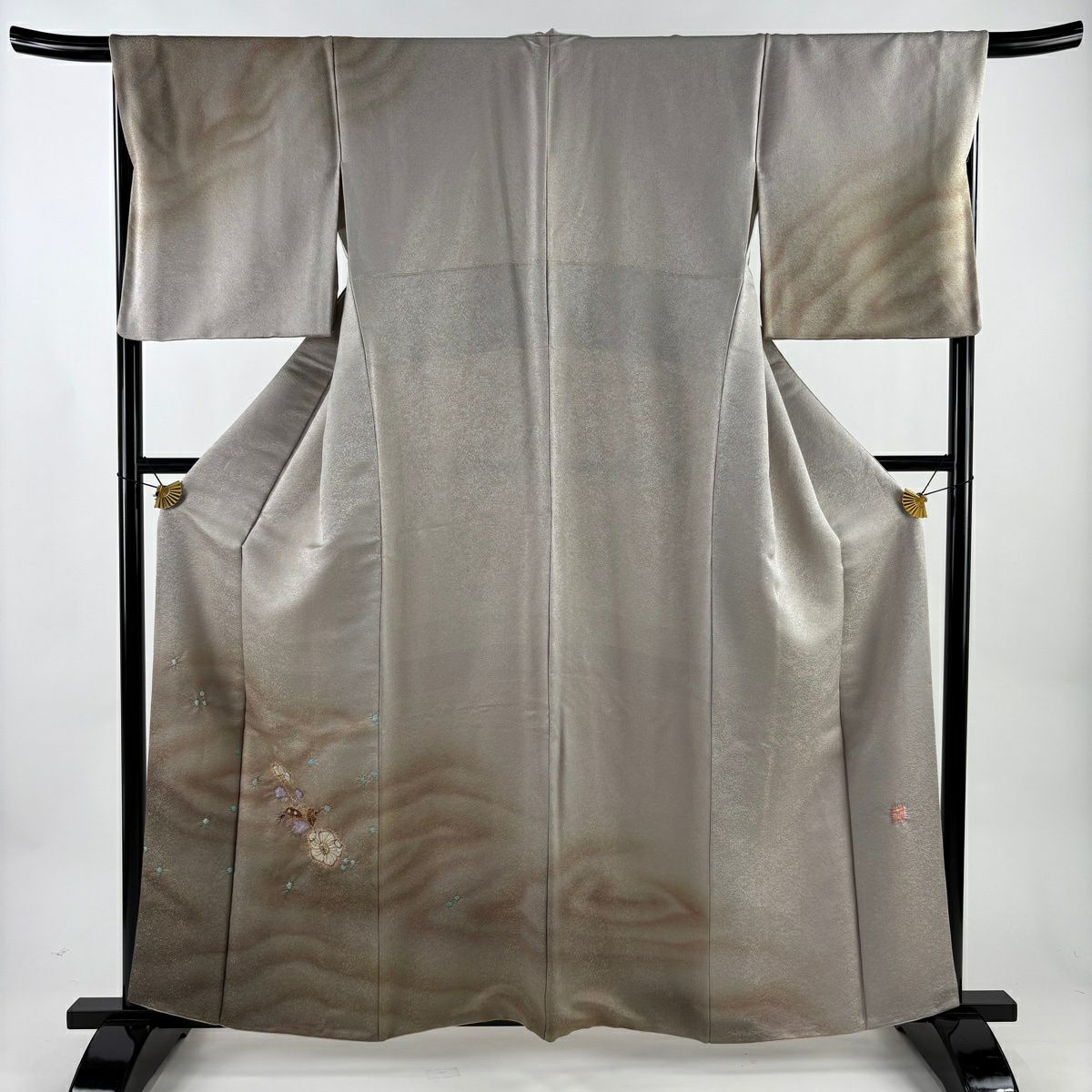付下 身長160cm 袖長68.5cm L 雙層 久保田一竹子工房 有落款 辻花染 金銀彩 漸層 灰茶 純蠶絲 逸品級