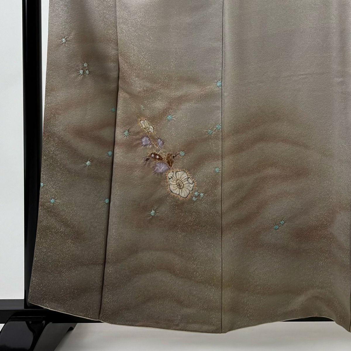 付下 身長160cm 袖長68.5cm L 雙層 久保田一竹子工房 有落款 辻花染 金銀彩 漸層 灰茶 純蠶絲 逸品級