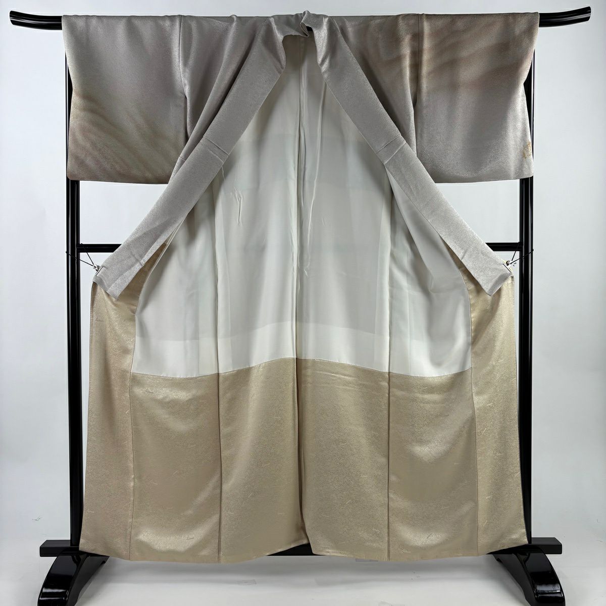 付下 身長160cm 袖長68.5cm L 雙層 久保田一竹子工房 有落款 辻花染 金銀彩 漸層 灰茶 純蠶絲 逸品級