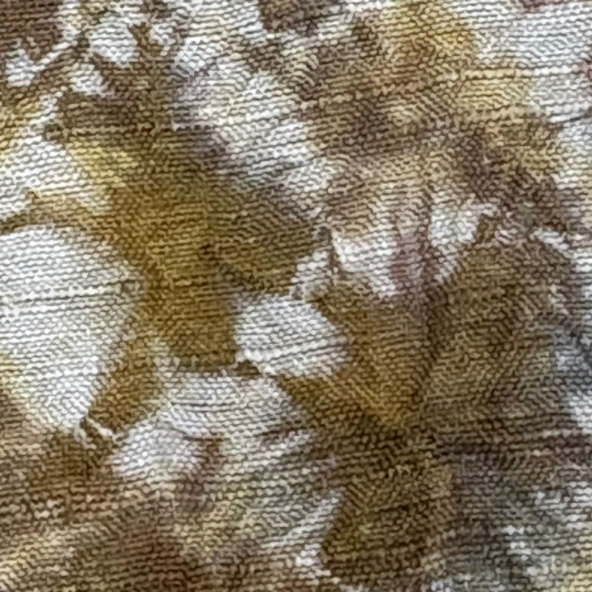 【美品】 小紋 身長159cm 袖長64cm M 雙層 紬織織 幾何學 絞染 茶綠 純蠶絲 逸品級