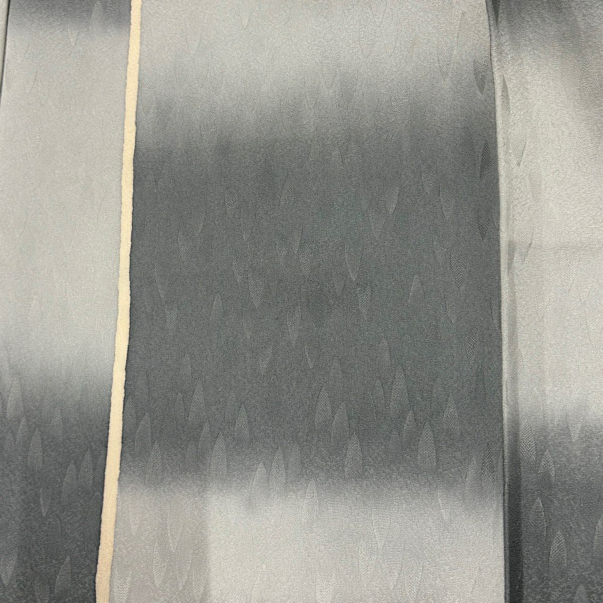 小紋 身長162.5cm 袖長64.5cm M 雙層 縞 變市松樹 青灰 純蠶絲 優品級