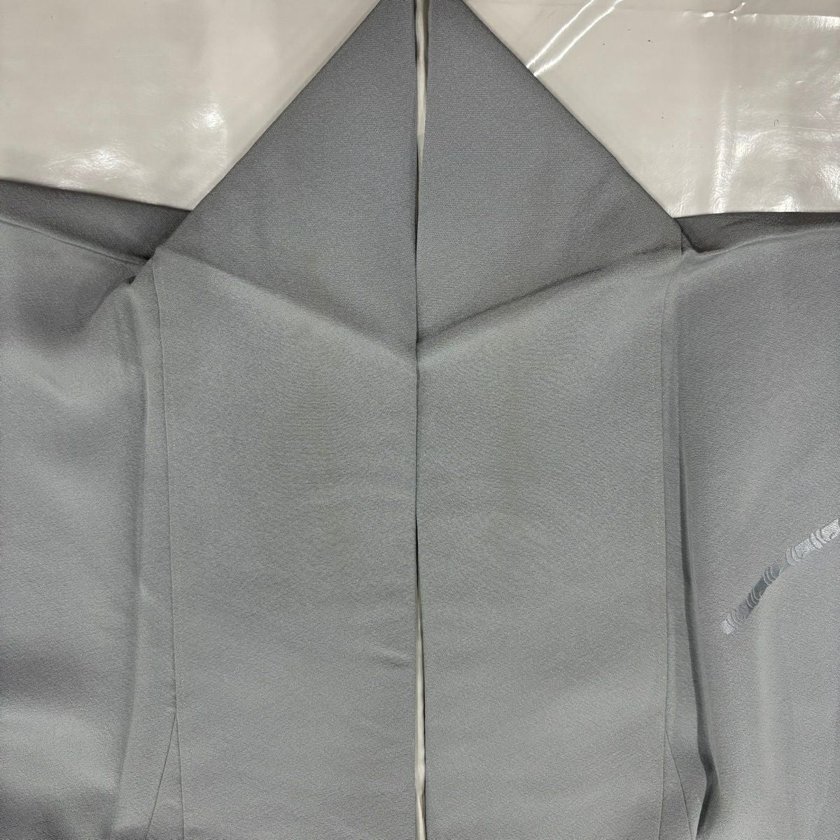 付下 身長152.5cm 袖長65cm M 雙層 琵琶 桧扇子 刺繡 漸層 青灰 純蠶絲 秀品級 一個紋