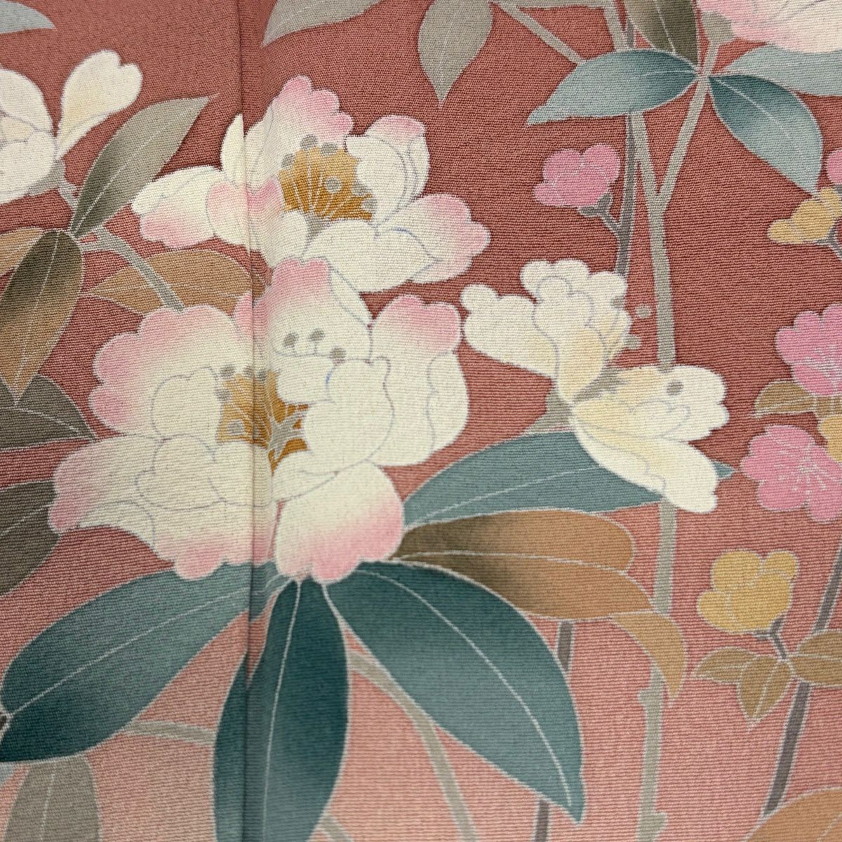 訪問服 身長159cm 袖長65cm M 雙層 落款有 枝花 漸層 粉米色 純蠶絲 優品級