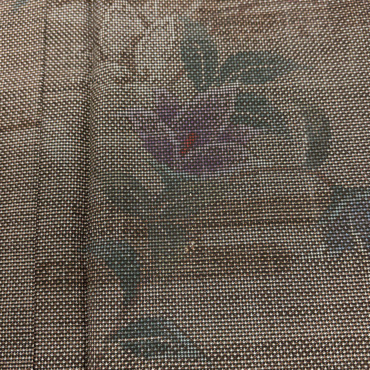 【美品】 大島紬織 身長163.5cm 袖長65cm M 雙層 證書附帶 草花紋紋 霞紋 純泥染 焦茶 純蠶絲 優品級