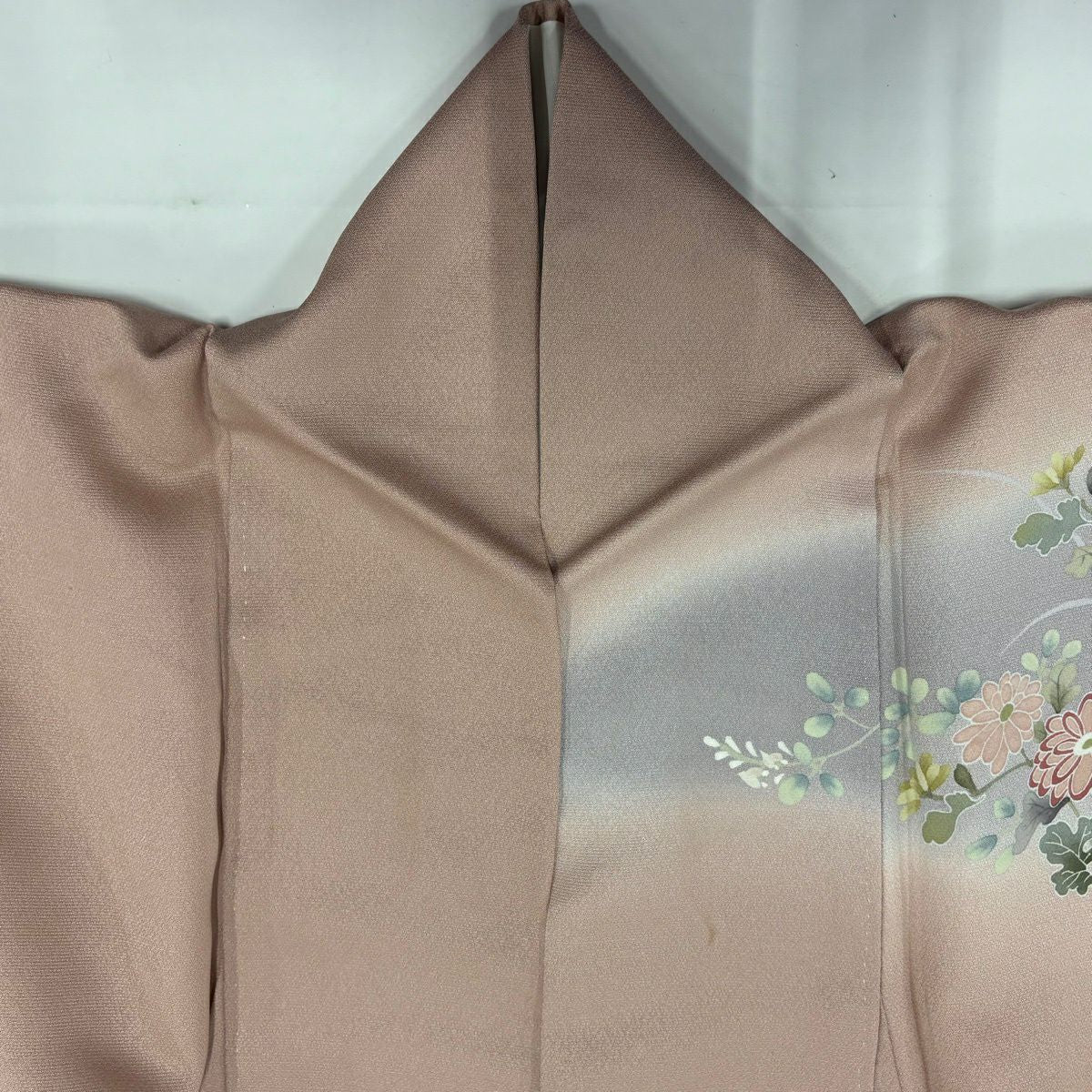 訪問服 身長160cm 袖長64.5cm M 雙層 牡丹 枝梅花 漸層 金絲 粉米色 純蠶絲 優品級