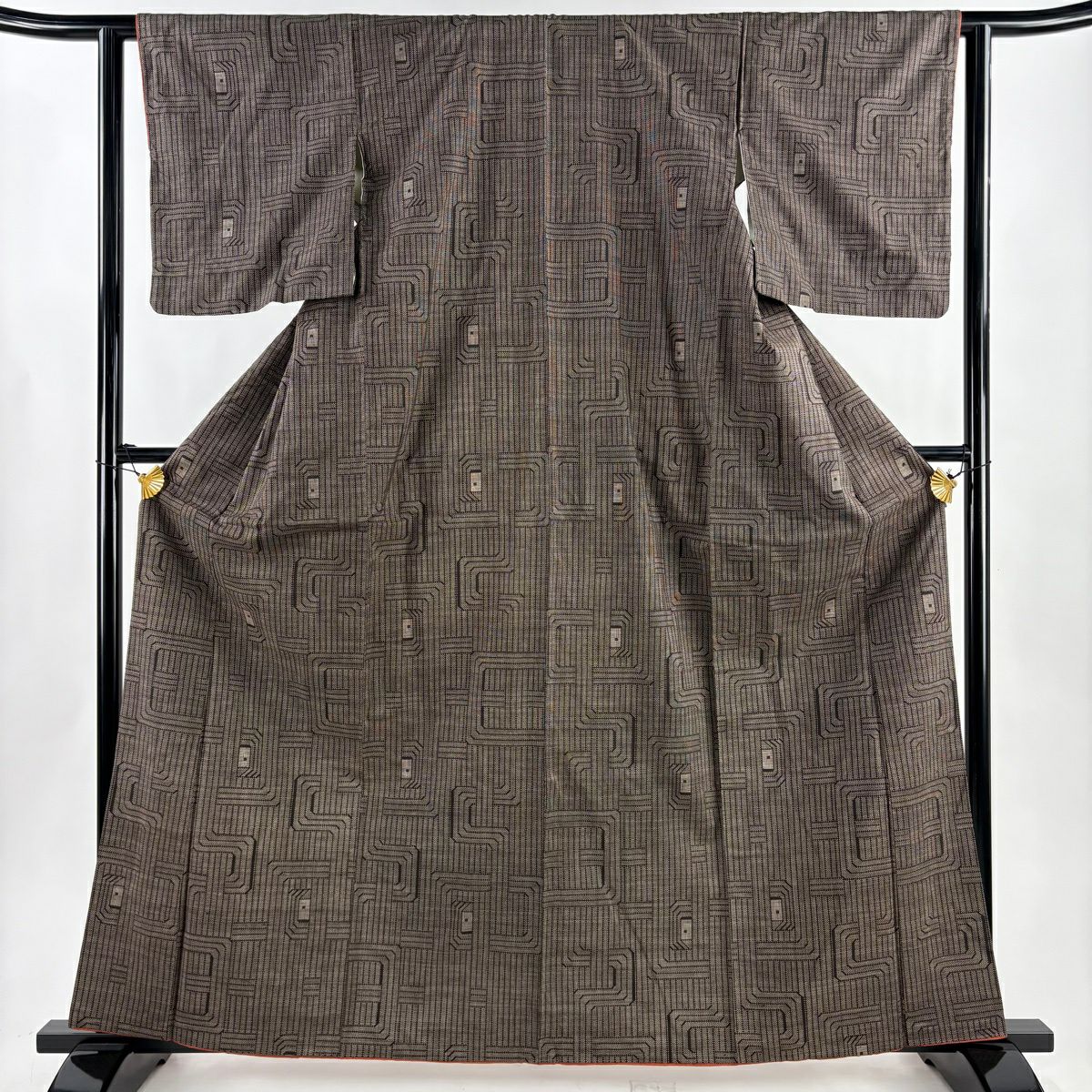 紬織 身長163cm 袖長61.5cm S 雙層 焦茶 純蠶絲 秀品級
