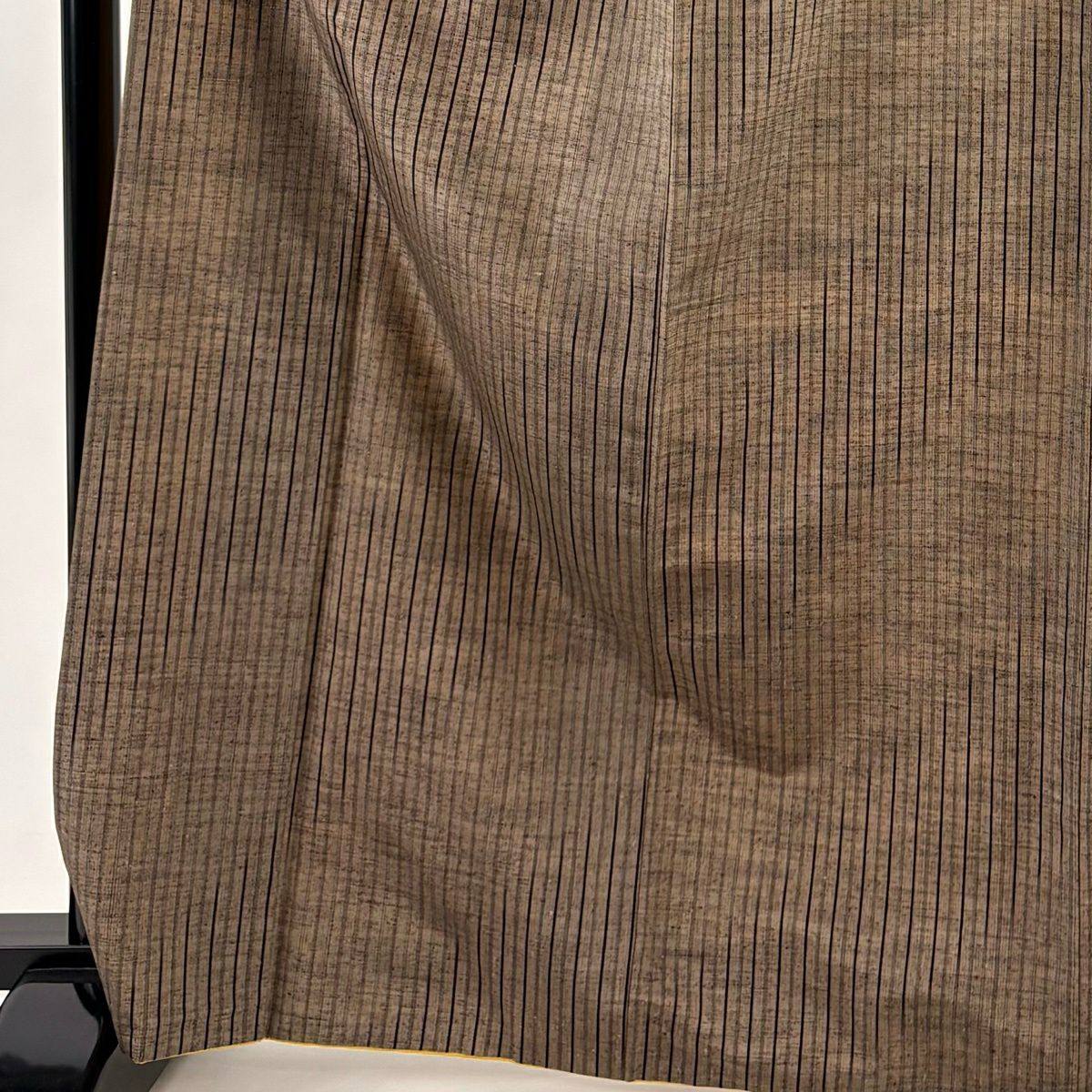 【美品】 紬織 身長168.5cm 袖長68cm L 雙層 縞 灰茶 純蠶絲 秀品級