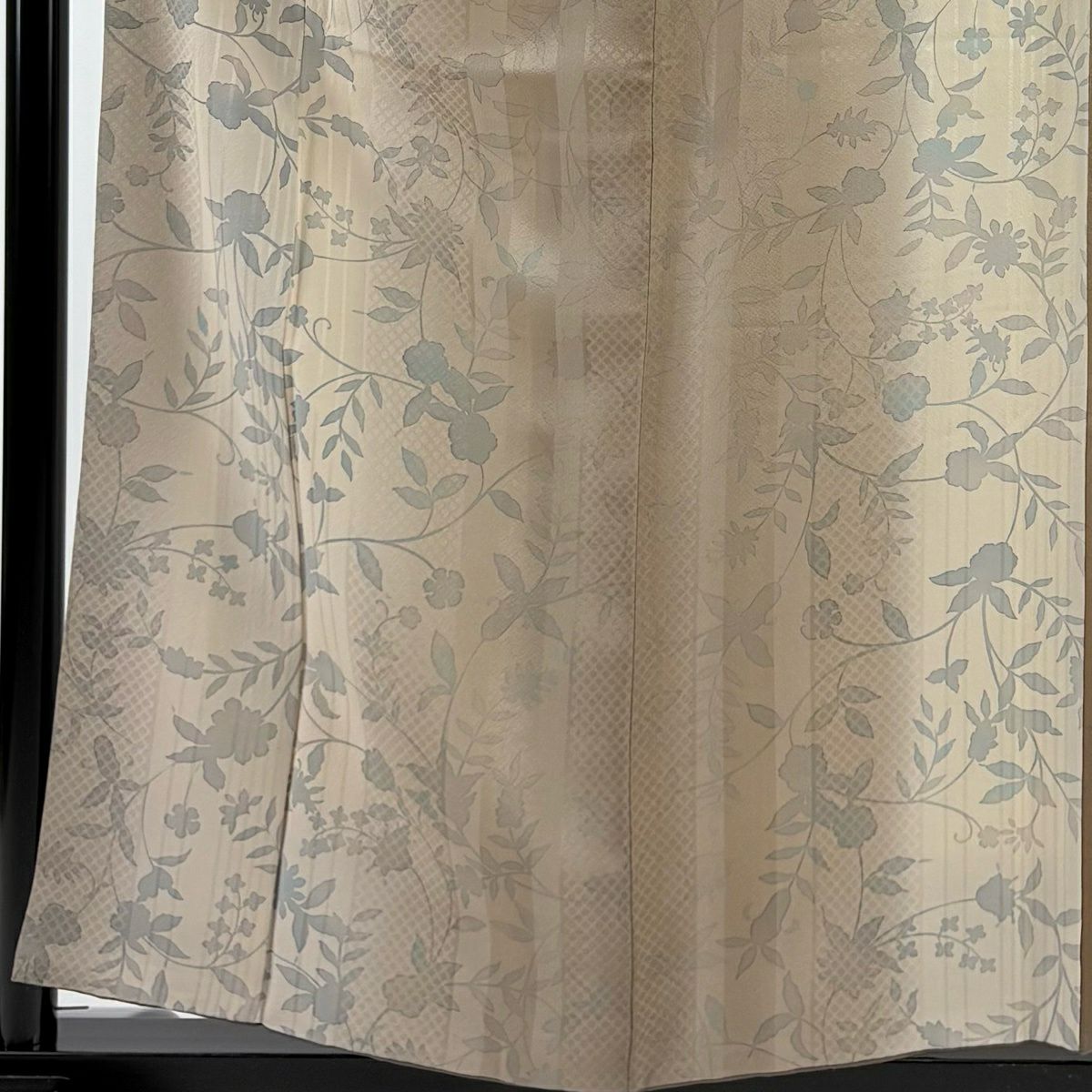 【美品】 小紋 身長157.5cm 袖長64cm M 雙層 草花紋紋 地紋 漸層 薄茶 純蠶絲 秀品級