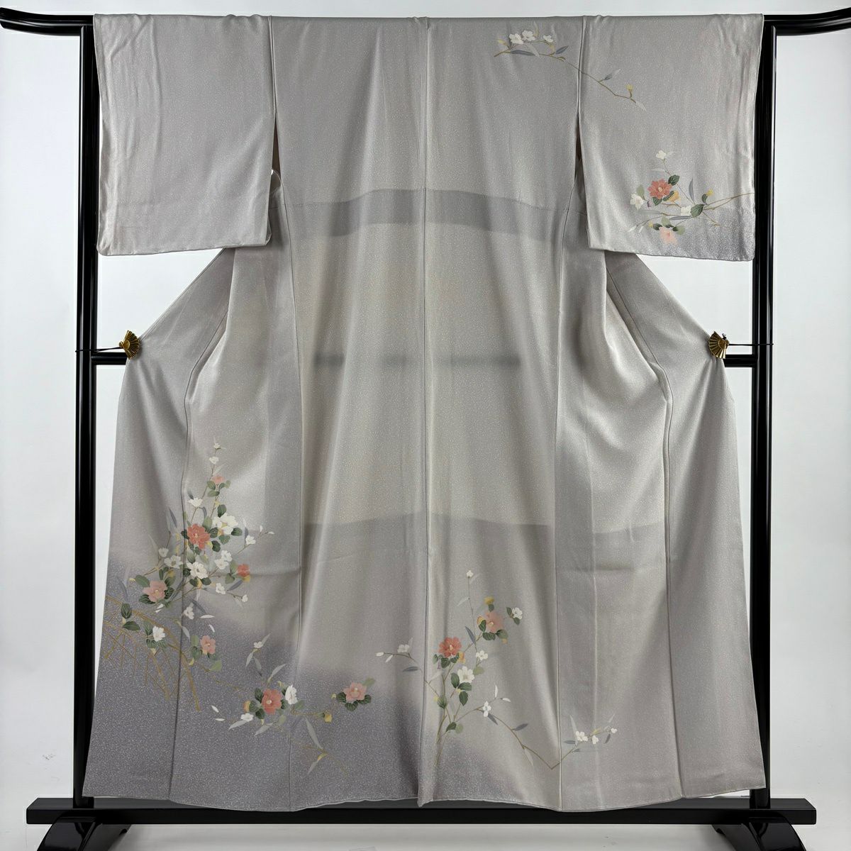 訪問服 身長157cm 袖長65cm M 雙層 椿 漸層 灰色 純蠶絲 優品級
