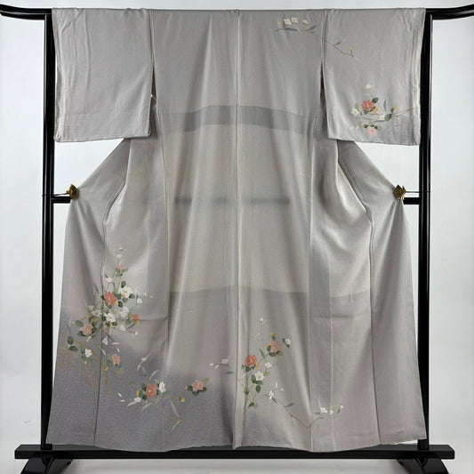 訪問服 身長157cm 袖長65cm M 雙層 椿 漸層 灰色 純蠶絲 優品級