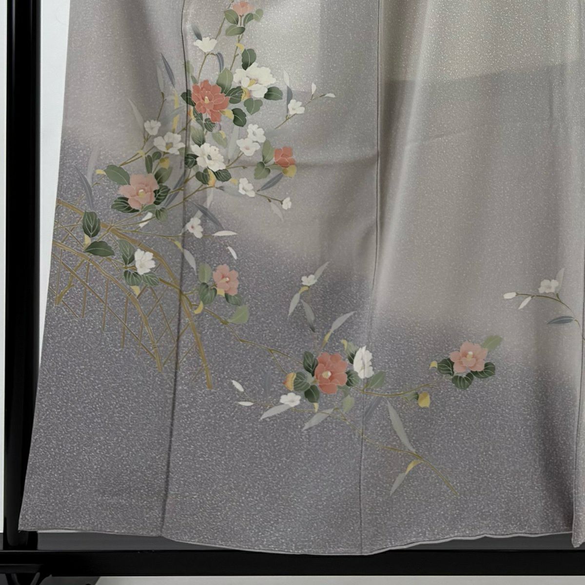 訪問服 身長157cm 袖長65cm M 雙層 椿 漸層 灰色 純蠶絲 優品級