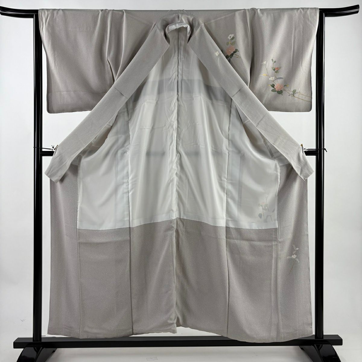 訪問服 身長157cm 袖長65cm M 雙層 椿 漸層 灰色 純蠶絲 優品級