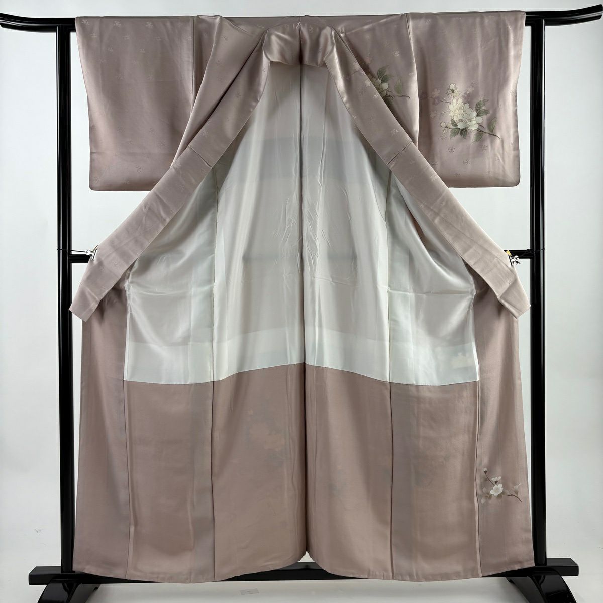 訪問服 身長159cm 袖長62cm S 雙層 牡丹 梅花 金銀彩 薄紫 純蠶絲 秀品級 一つ紋