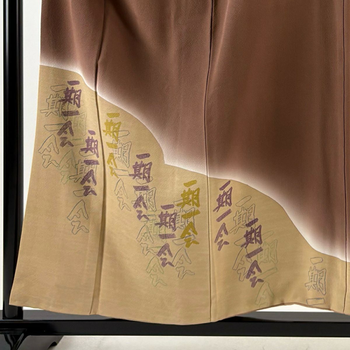 茶留袖禮服 身長156cm 袖長65.5cm M 雙層 一期一會 漸層 茶 純蠶絲 秀品級 三個紋