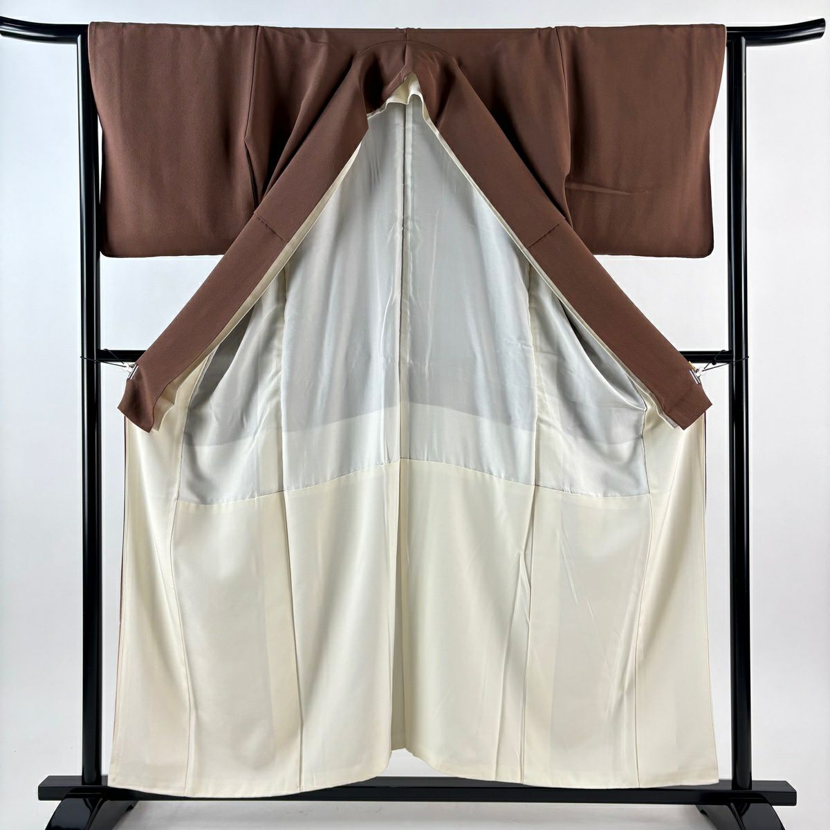茶留袖禮服 身長156cm 袖長65.5cm M 雙層 一期一會 漸層 茶 純蠶絲 秀品級 三個紋