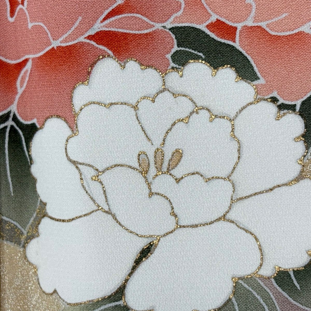 訪問服 身長160.5cm 袖長64.5cm M 雙層 枝花 流水 金銀彩 漸層 米色 純蠶絲 優品級