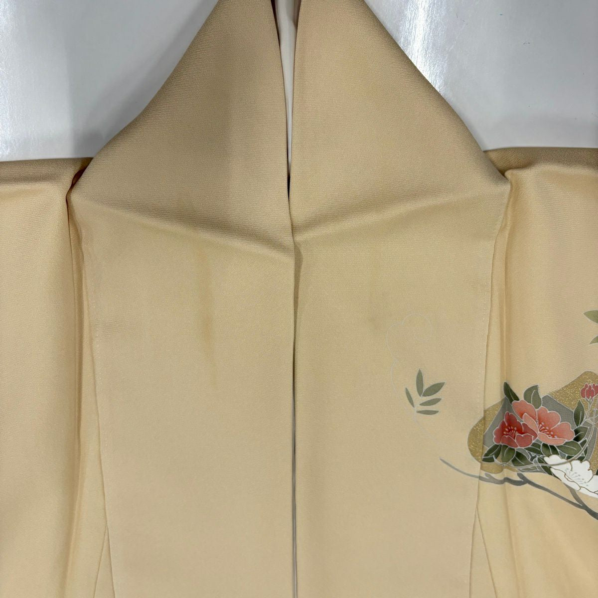 訪問服 身長160.5cm 袖長64.5cm M 雙層 枝花 流水 金銀彩 漸層 米色 純蠶絲 優品級